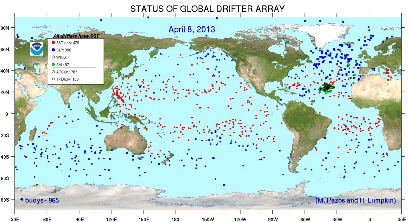 global map of drifters